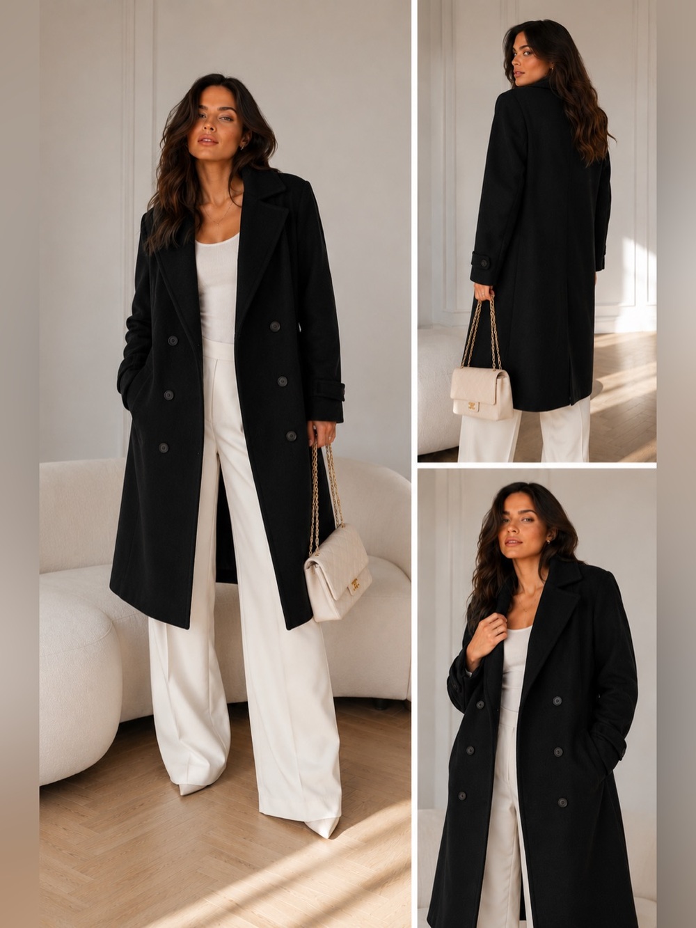 Sam Edelman Black Wool Blend Men's Pea Coat
